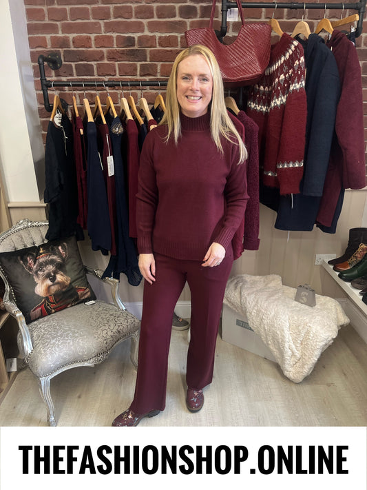 Larna wine cashmere mix co-ord 8-16