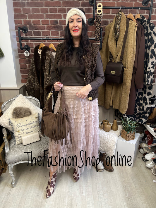 Tiffany Lace Skirt In Camel 8-16