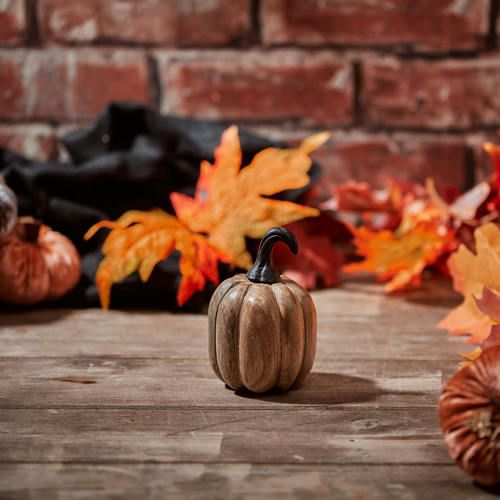 Mango wood small pumpkin ornament