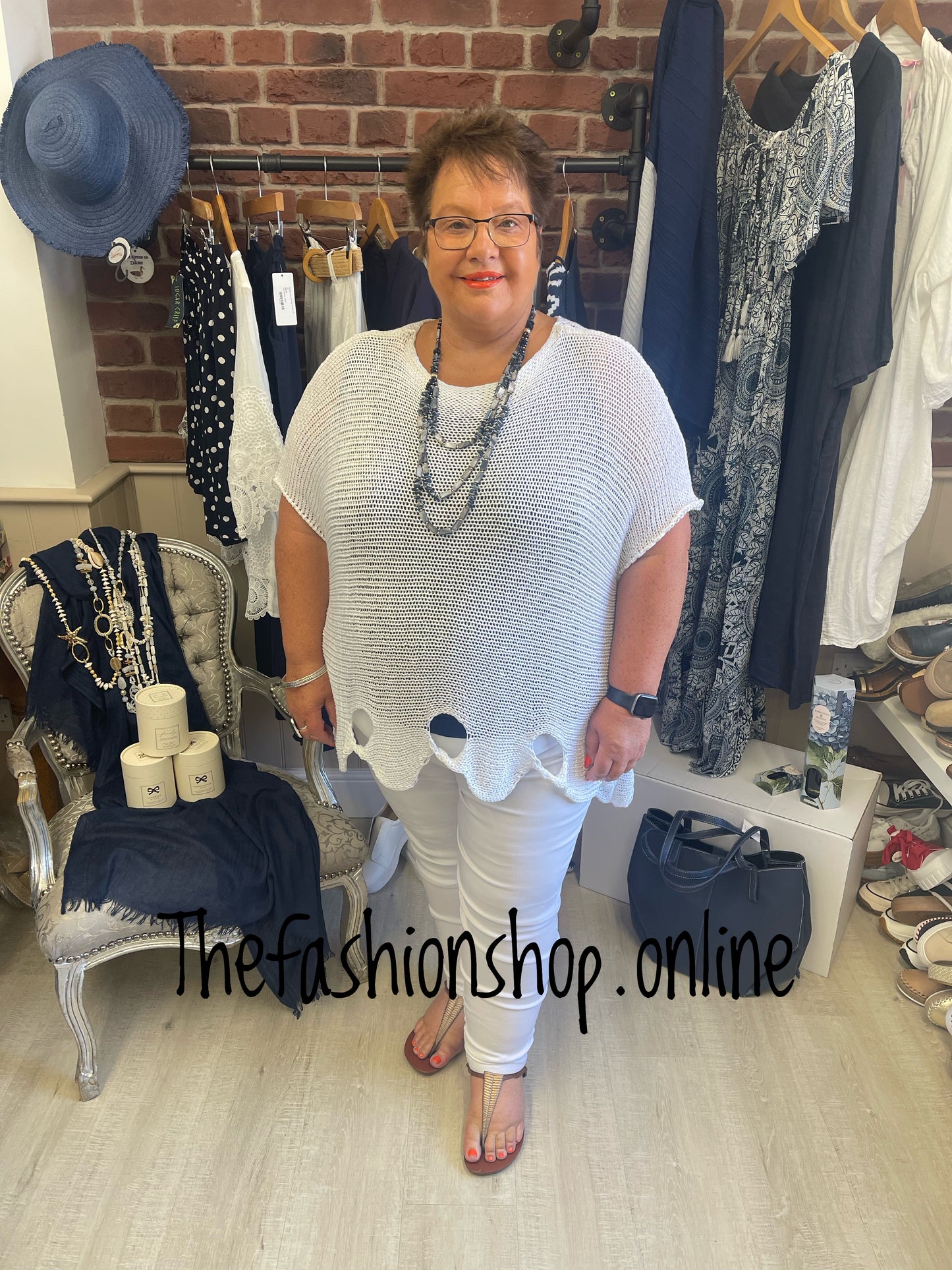 Ava white knitted top 14-22