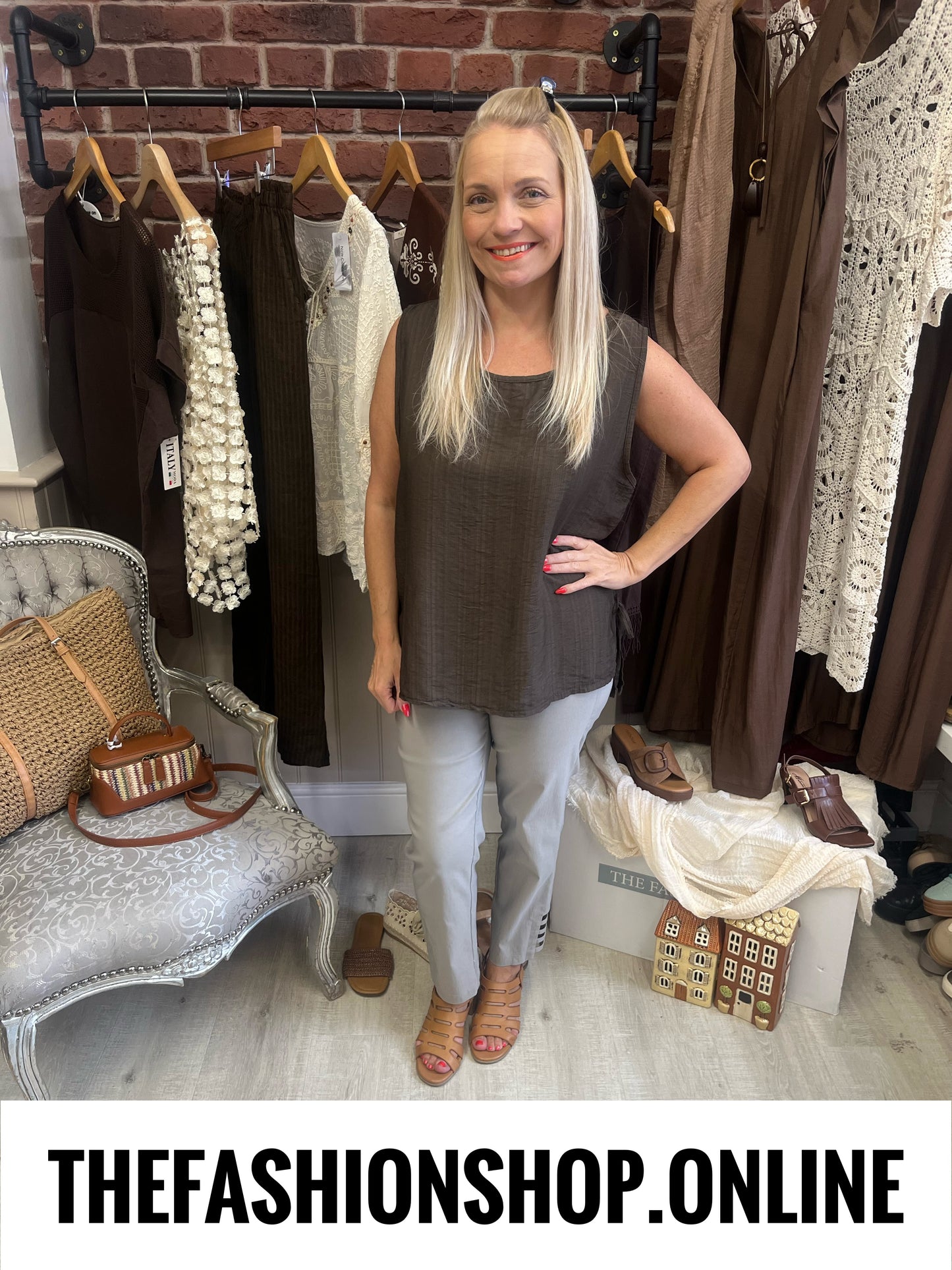 Zuri brown side tie top 8-14