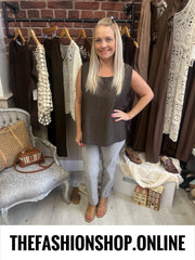Zuri brown side tie top 8-14