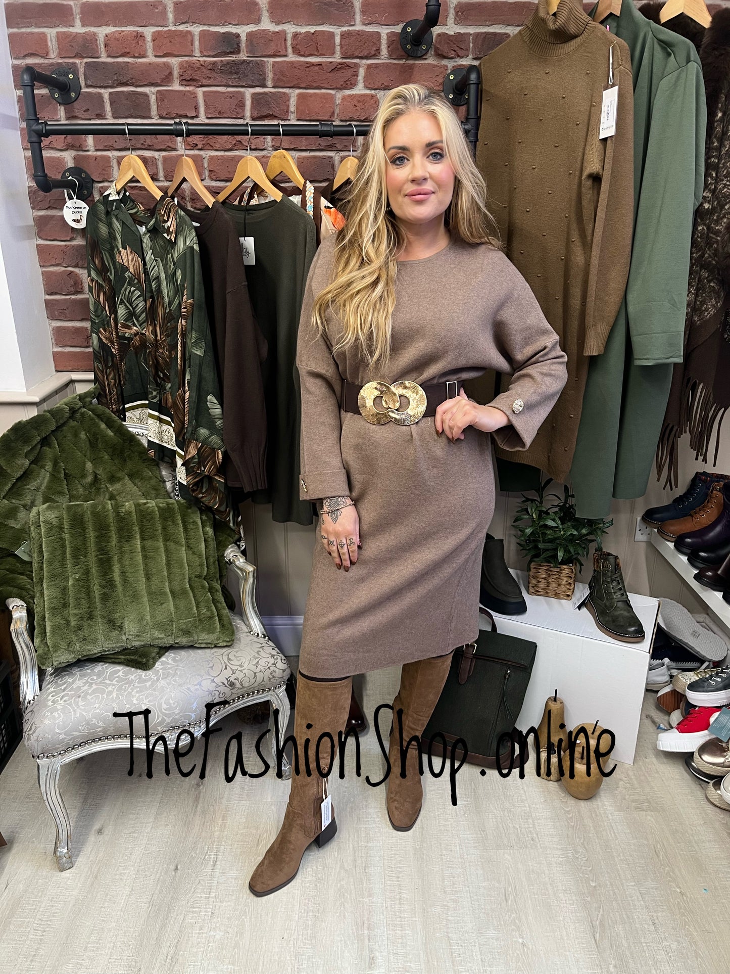 Sara brown cashmere mix jumper dress 12-16