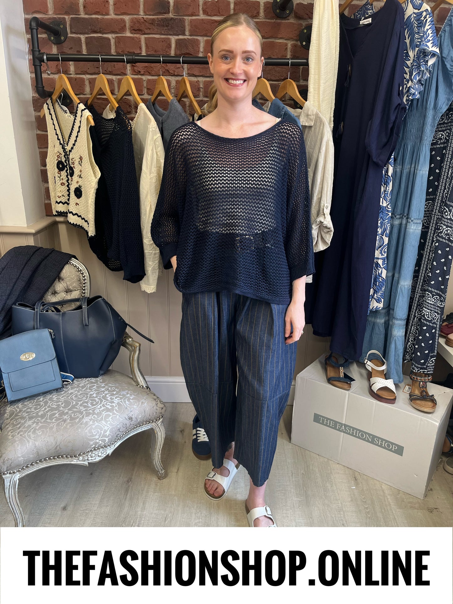 Nina navy three way knitted top 8-18