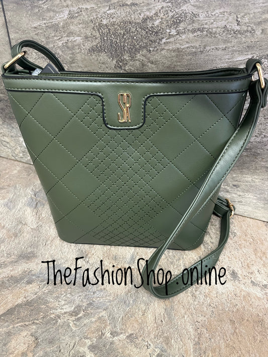 Sienna Khaki Bag with Stitch Detail