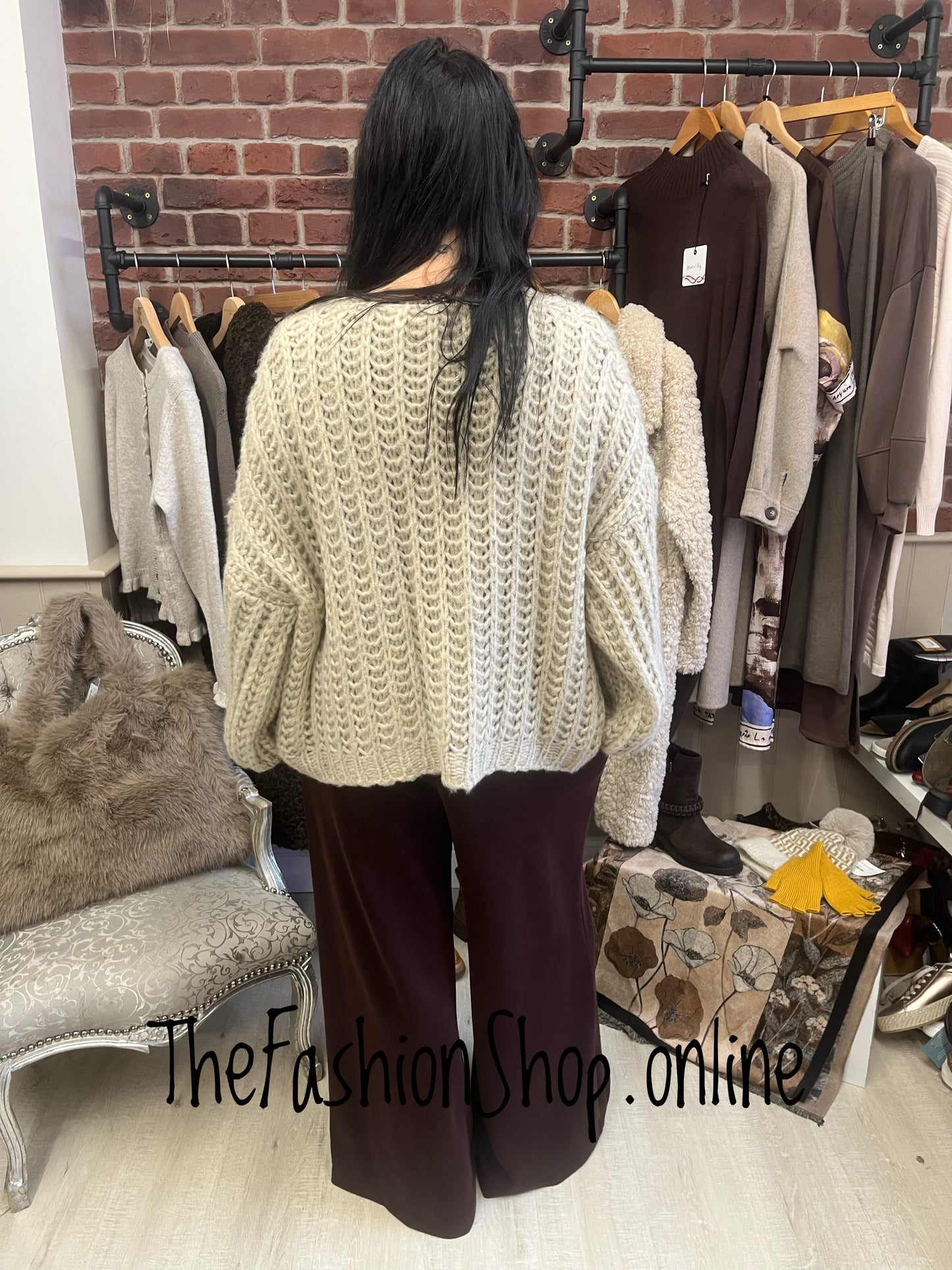 Olivia beige wool mix chunky cardigan 8-16