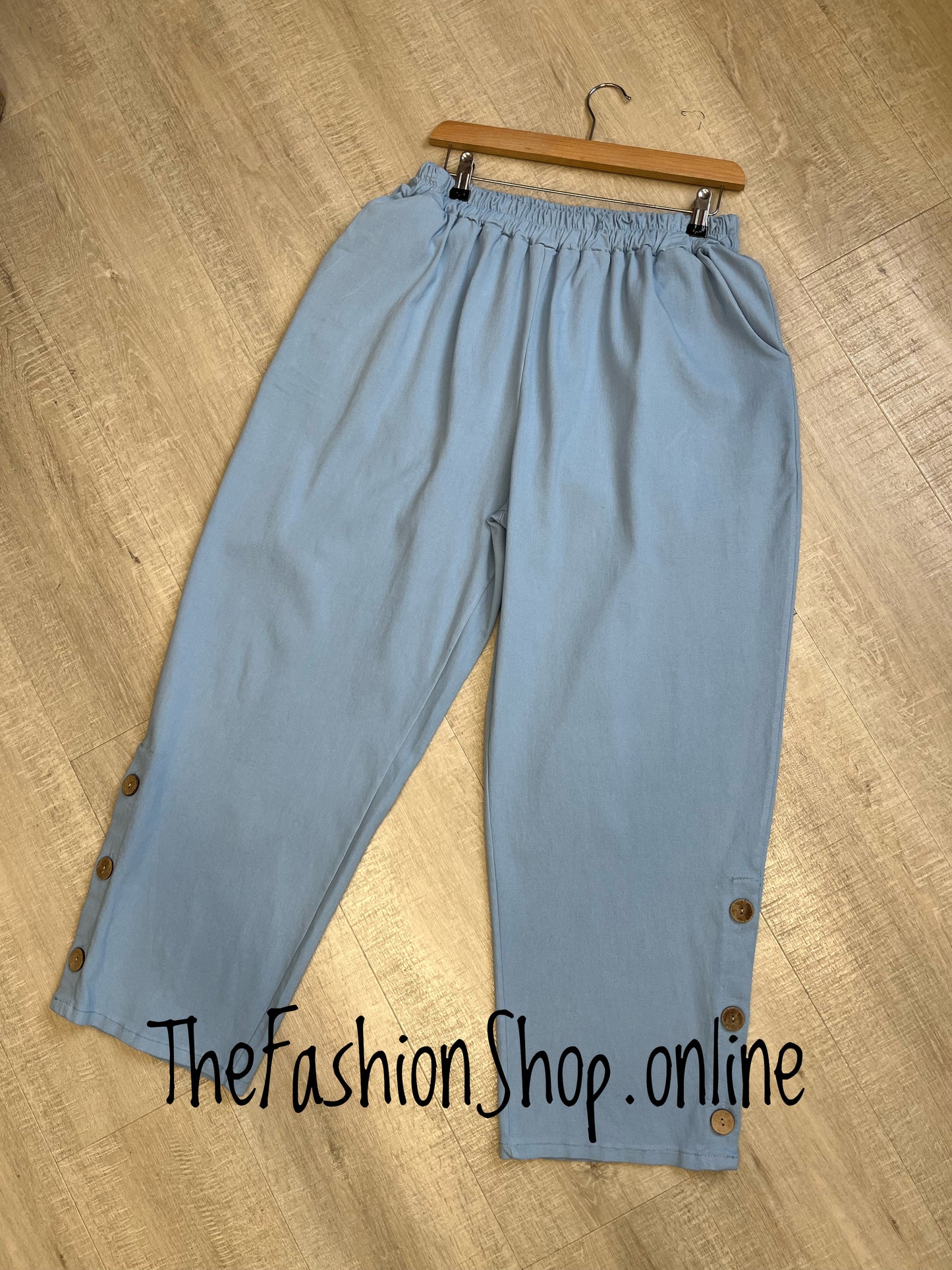 Annabelle light blue three button trousers 18-24