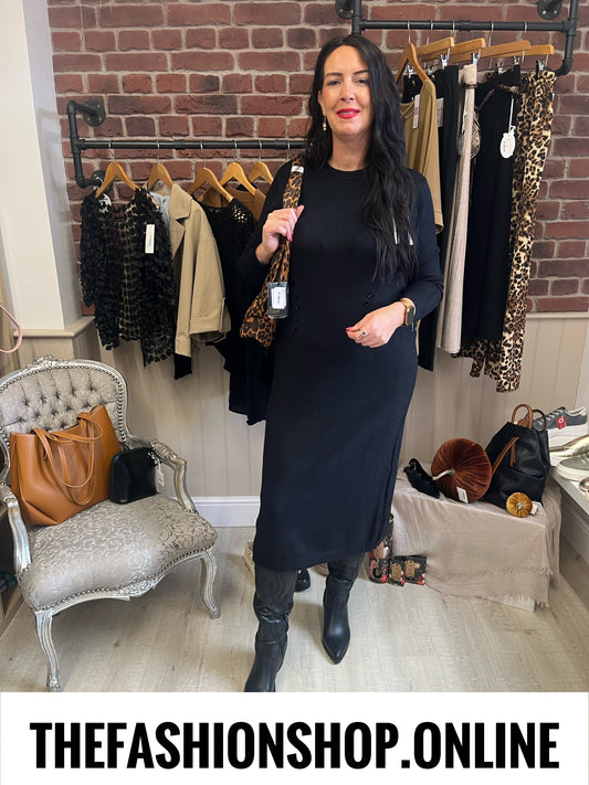 Olivia black cashmere mix jumper dress sizes 12-14 and 16-18
