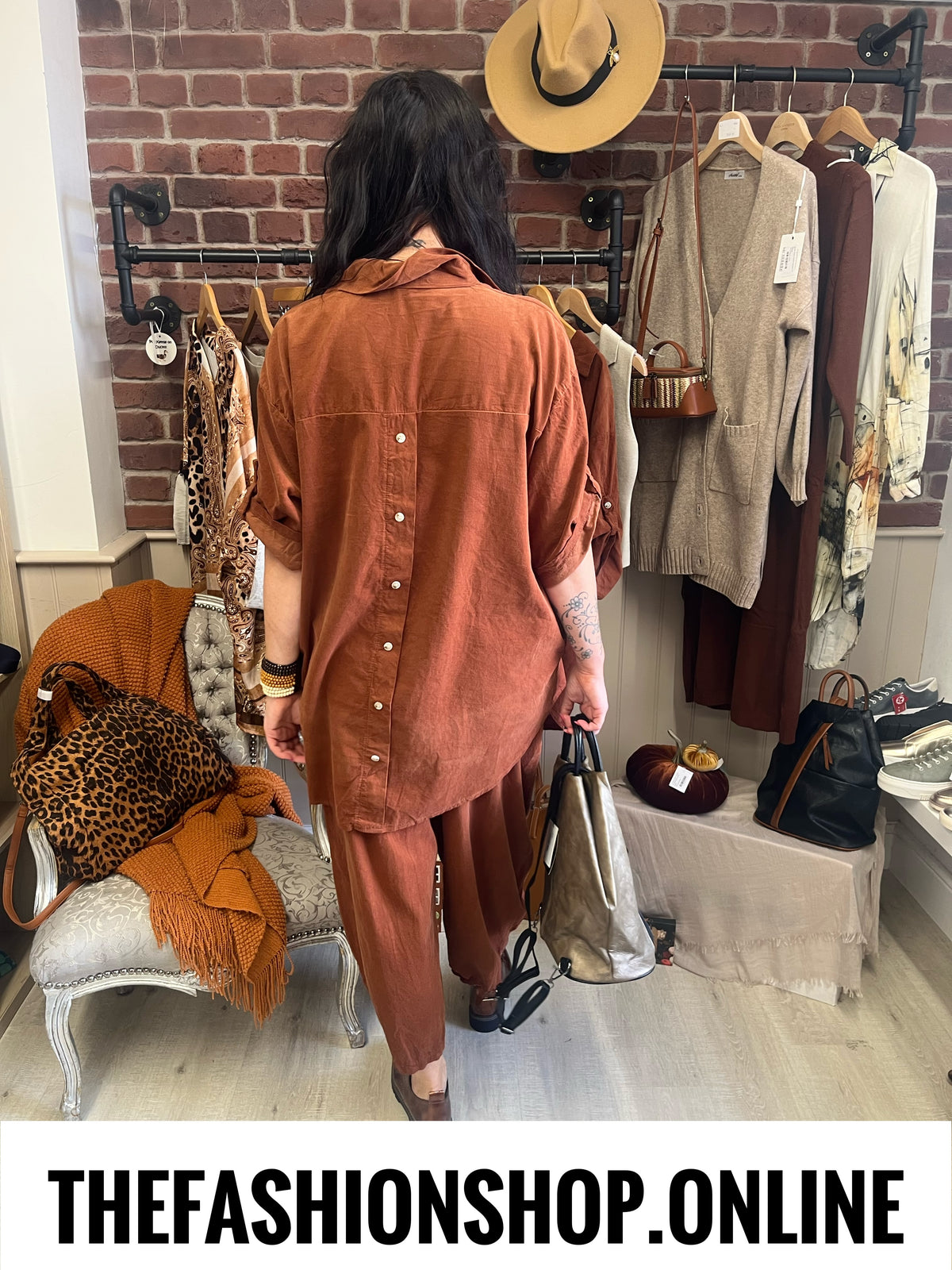 Shelby tan needle cord button back tunic 12-20