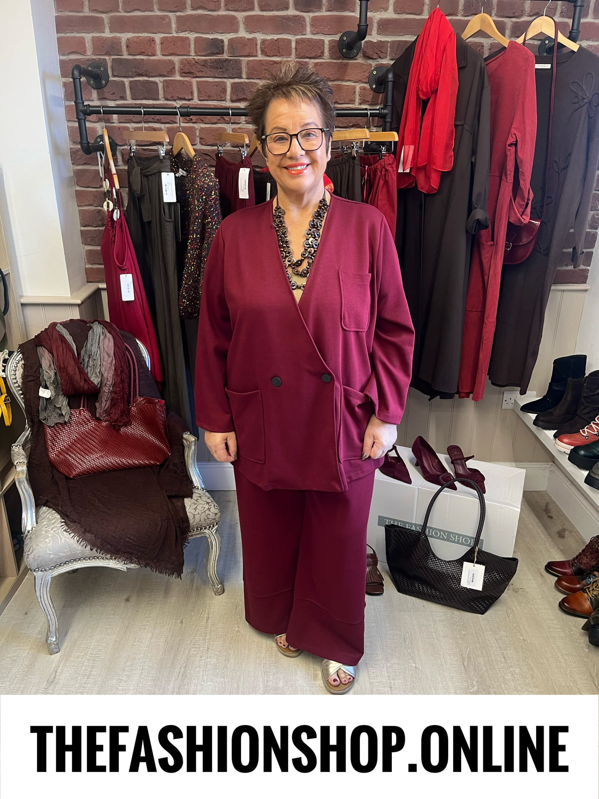 Reese wine double breasted jacket 16-20