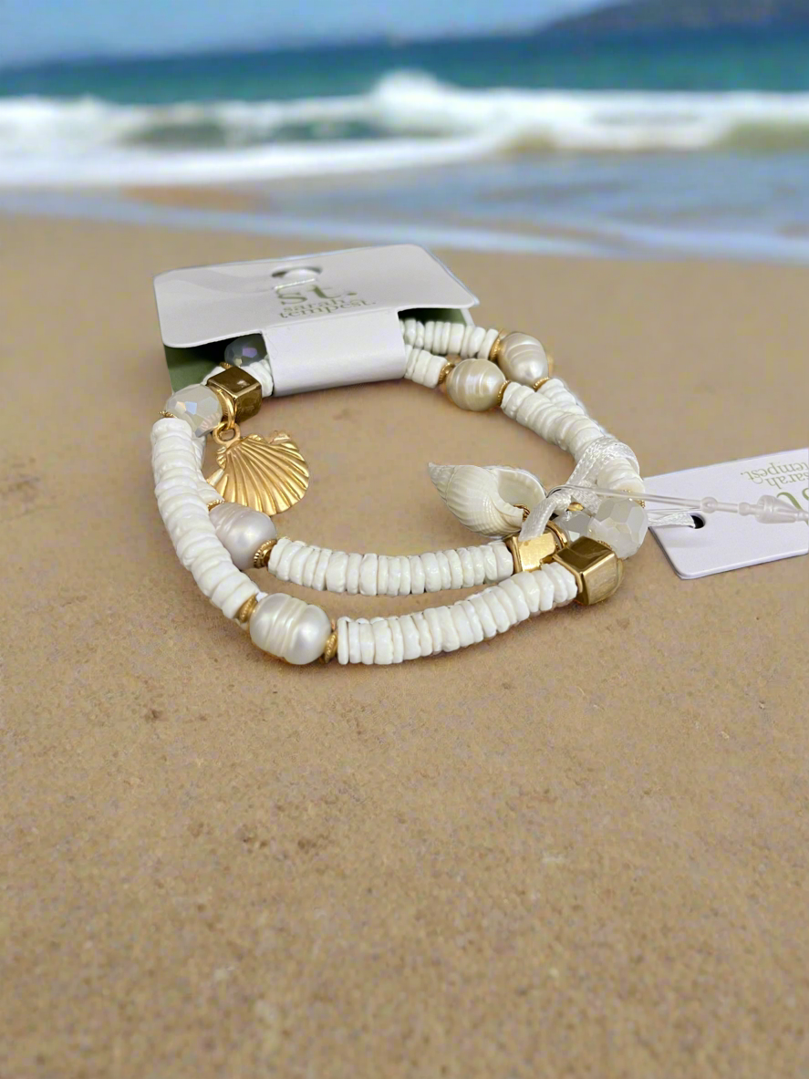 Sarah Tempest white seashell bracelets