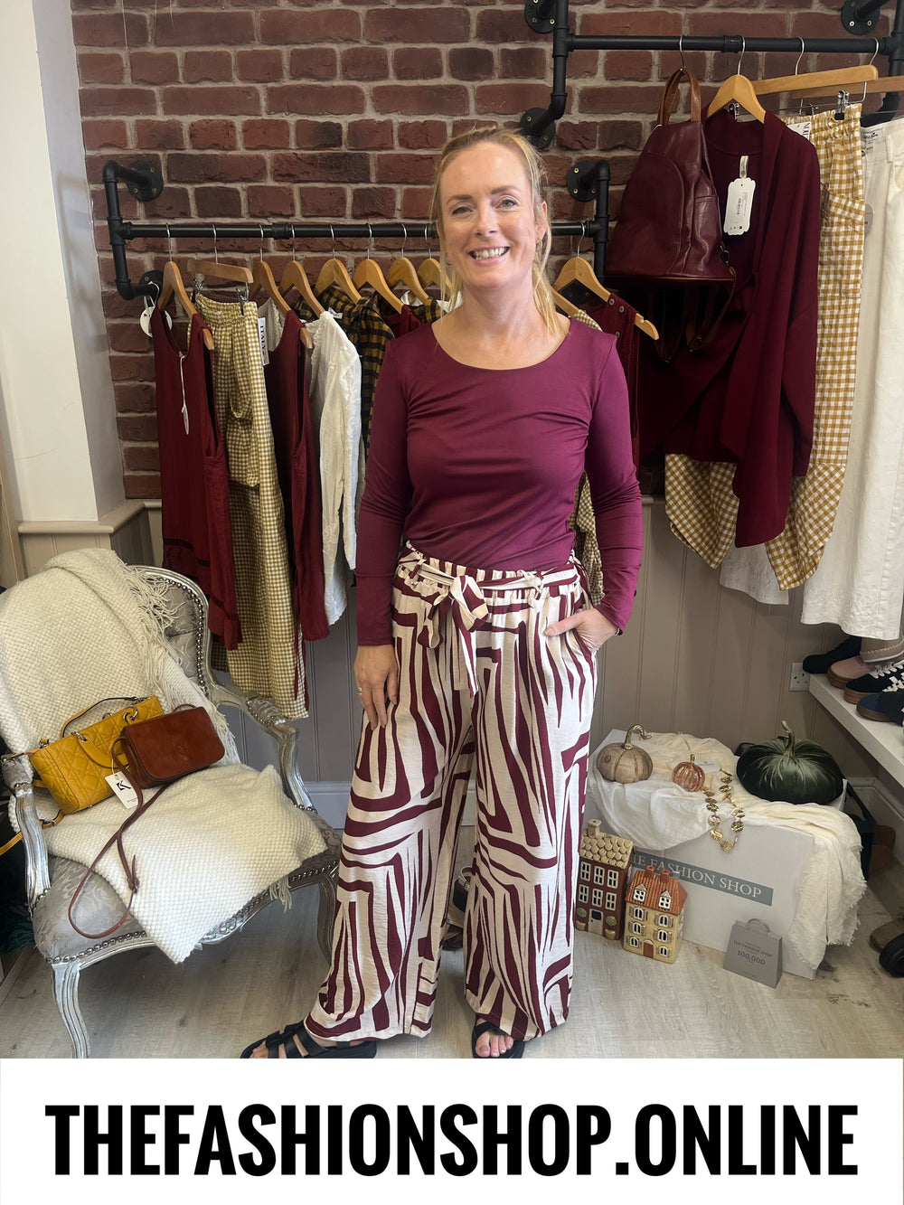 Fiona wine long sleeve top 8-14