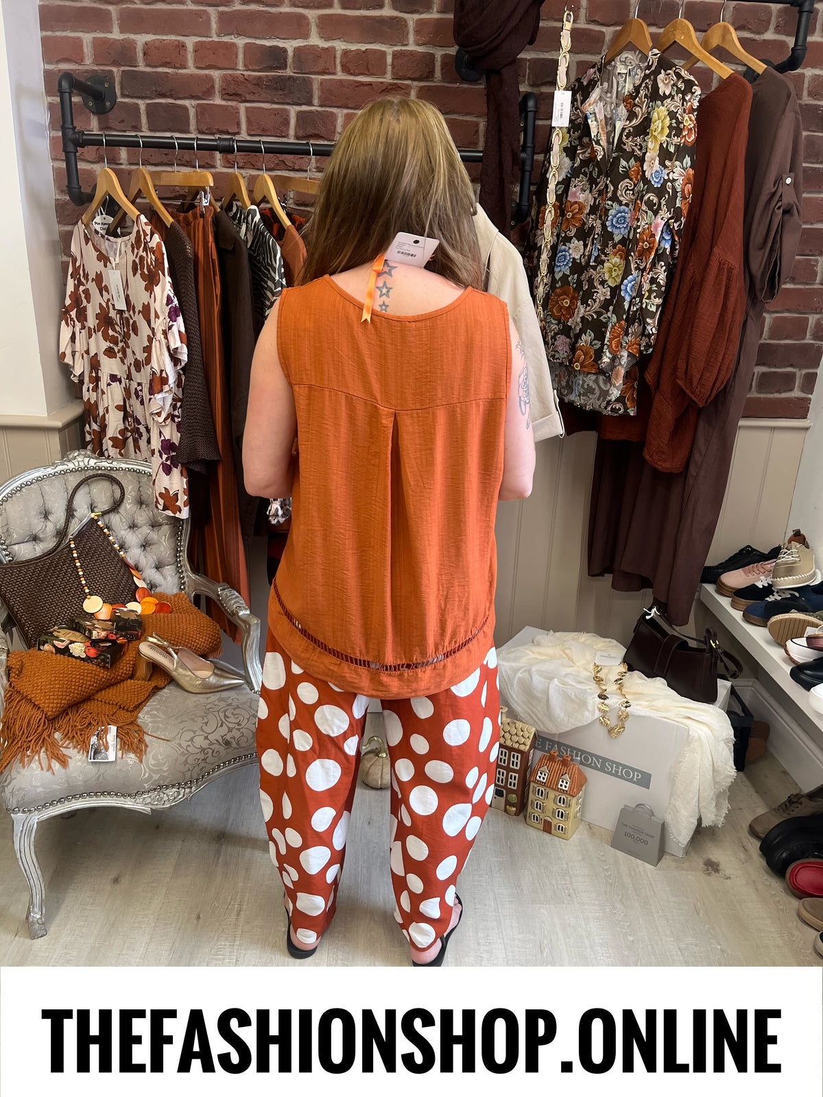 Abbie cinnamon ladder hem top 10-16