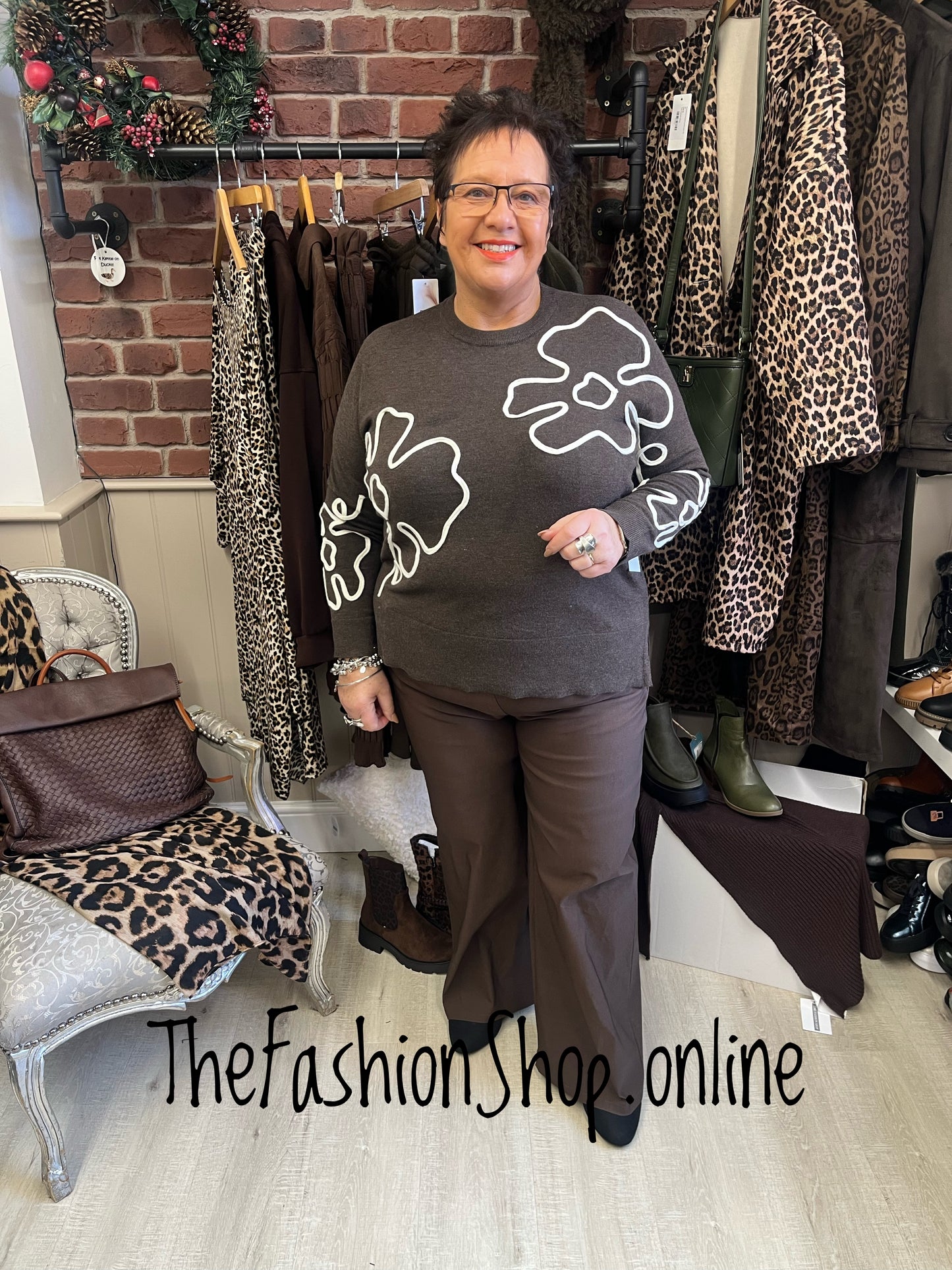 Daphne brown flower jumper 10-18