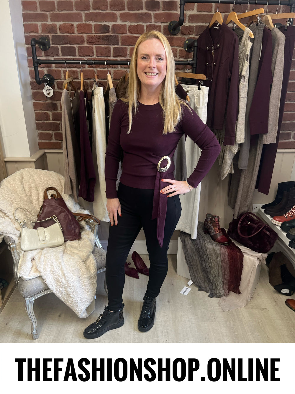 Elsie damson fine knit jumper 8-14