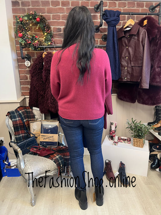 Erika wine fine knit jumper 10-16