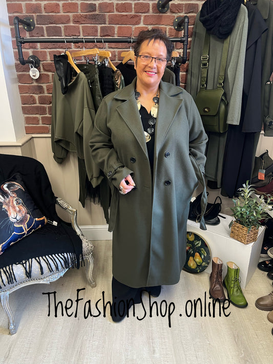 Lizzy Khaki Green double breasted trench coat 16-20