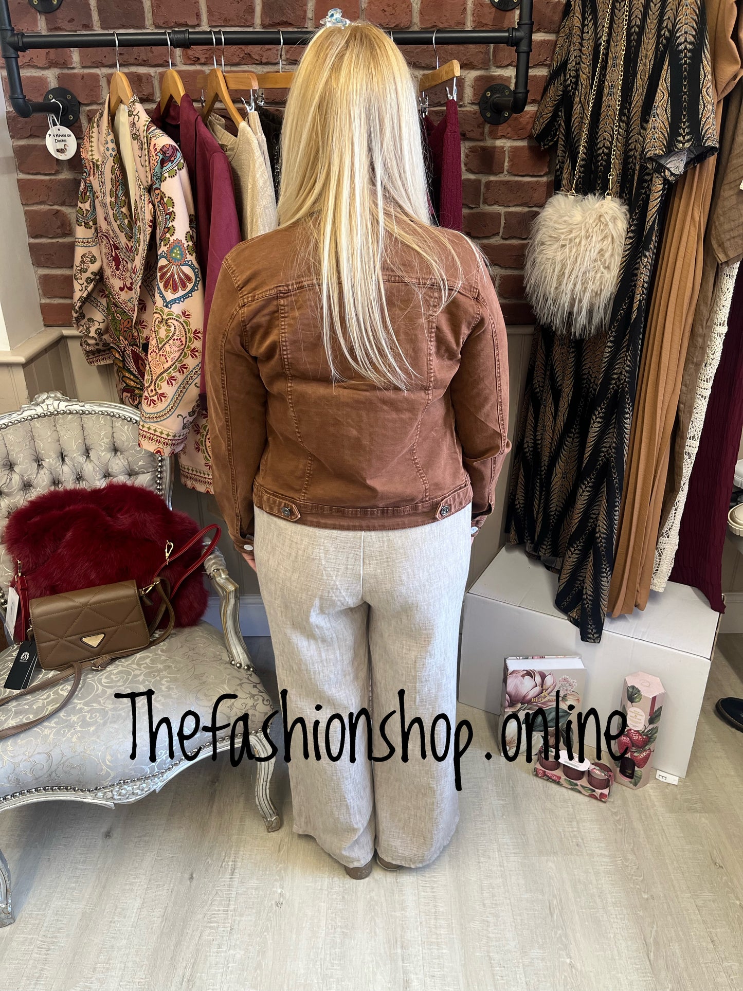 Tan denim style cotton jacket sizes 8-16
