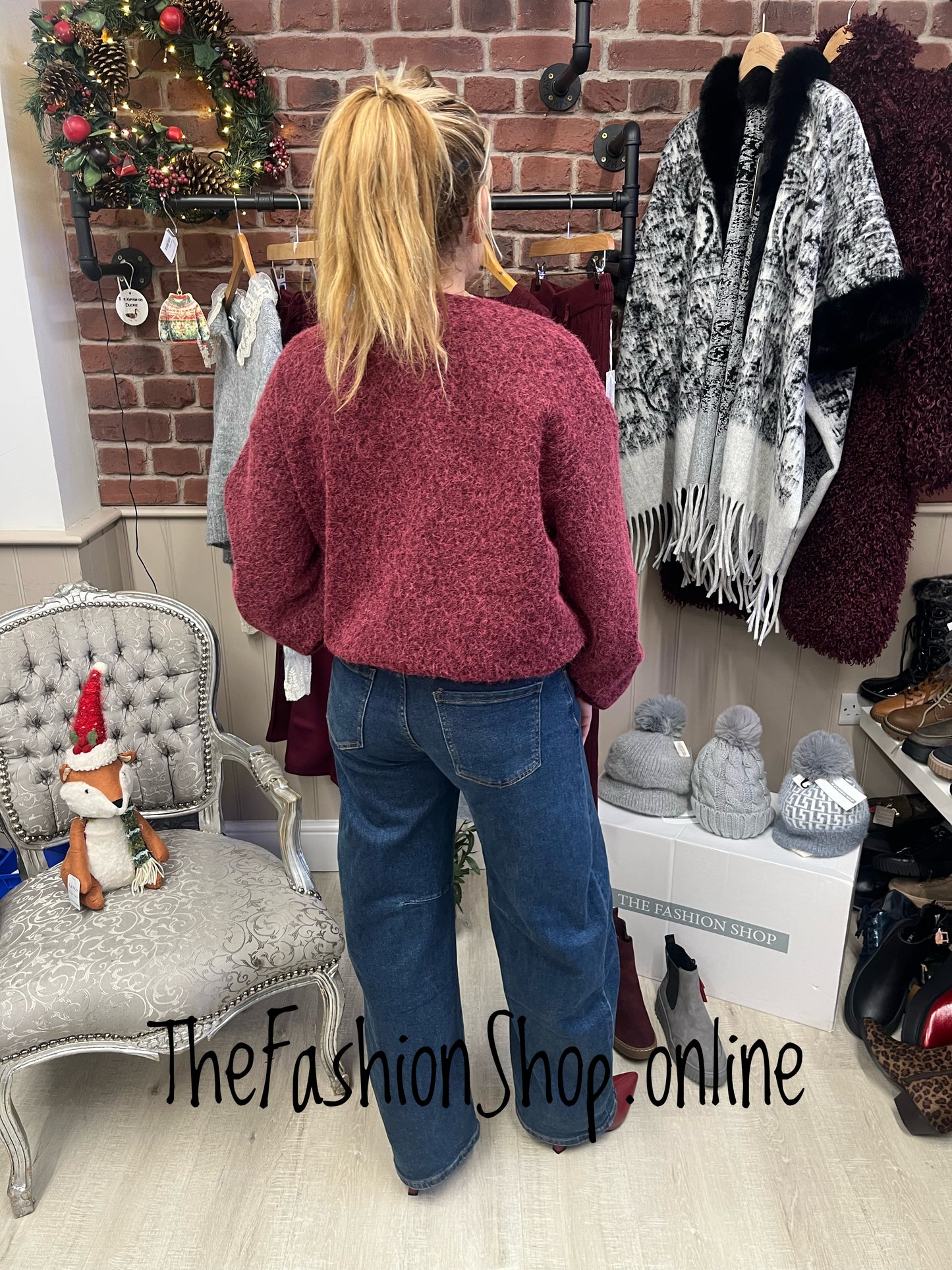 Carolyn wine boucle bomber jacket 8-14