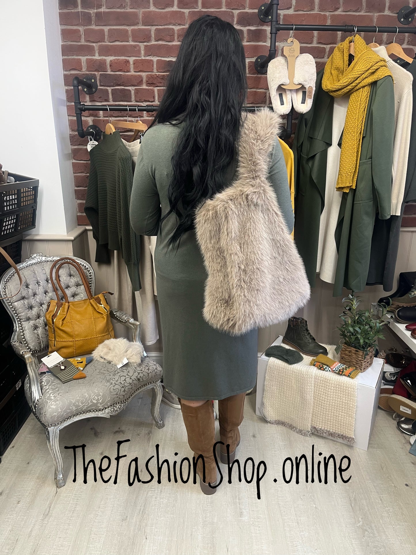 Mia khaki cashmere mix jumper dress 12-16