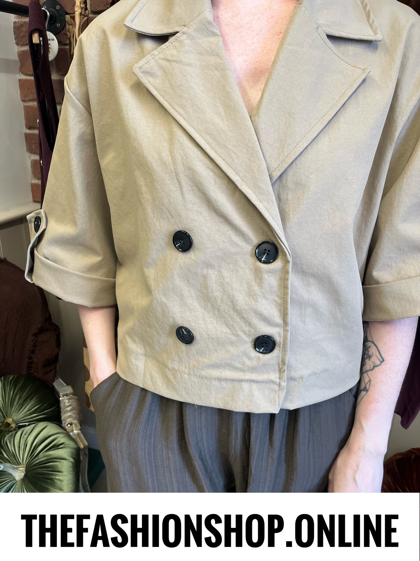 Zena camel double breasted jacket 8-16