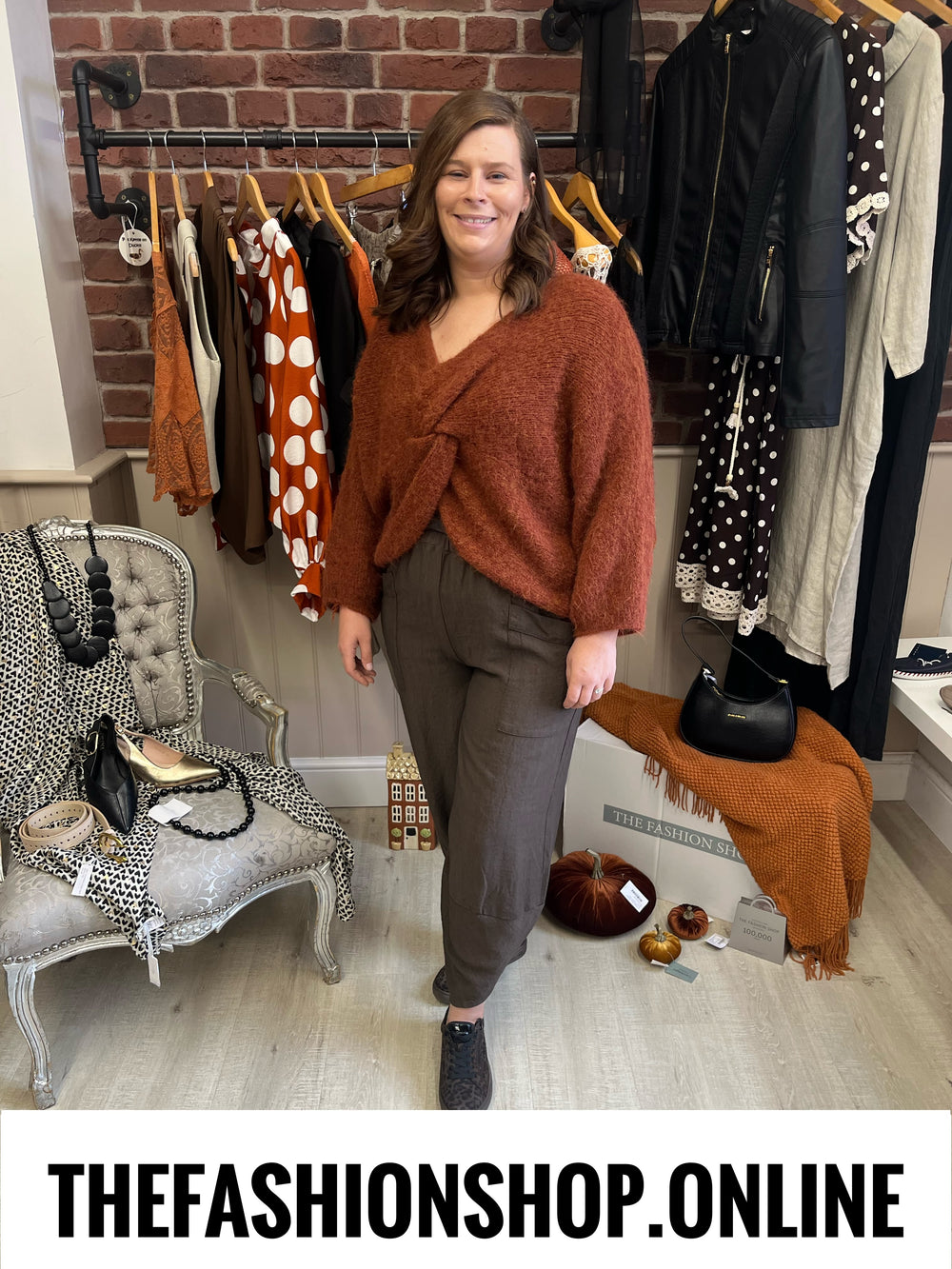 Evelyn cinnamon twist front wool mix jumper 10-18