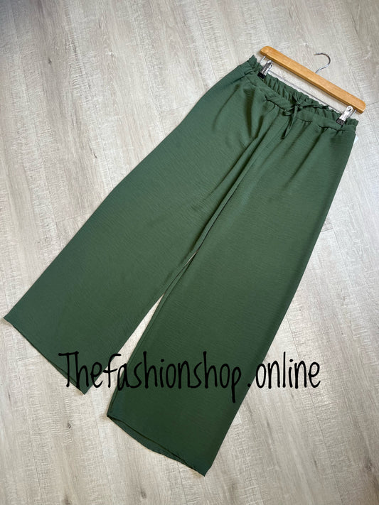 Sandy khaki wide leg trousers 8-14