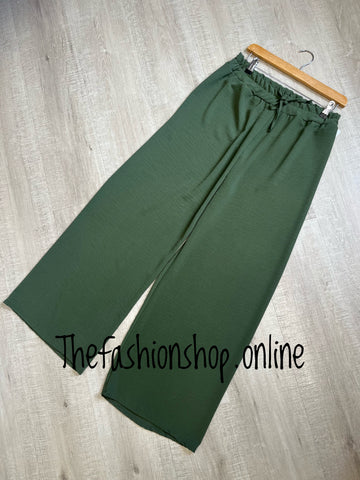 Sandy khaki wide leg trousers 8-14