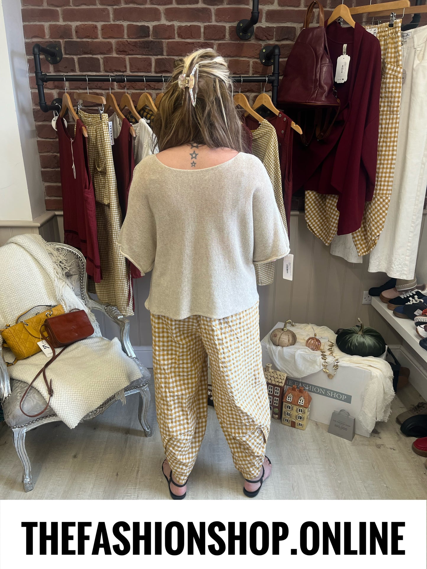 Sally yellow gingham tulip hem trousers 8-16
