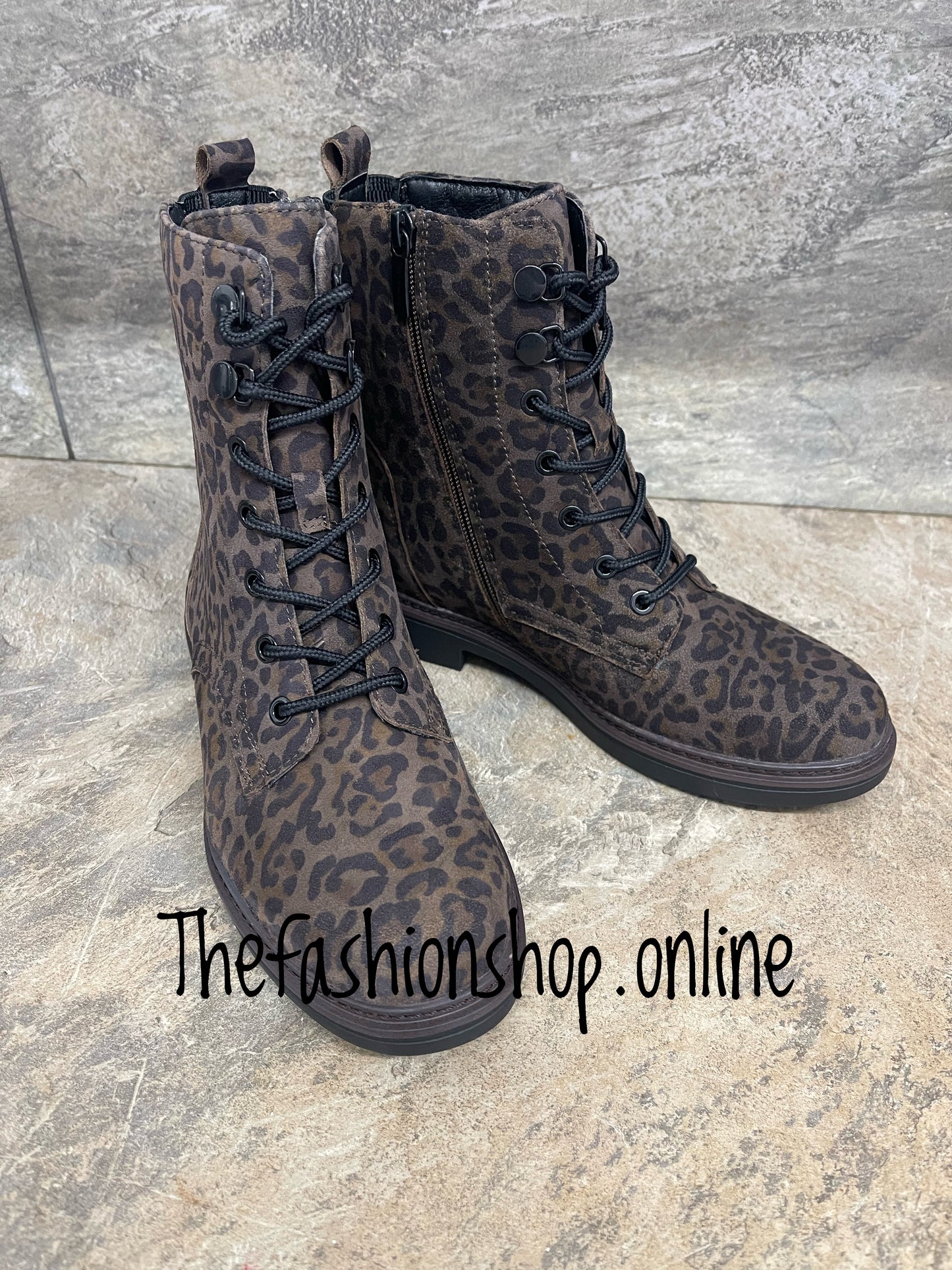 Tamaris suede wide fit leopard print boots sizes 4-9 (37-42)