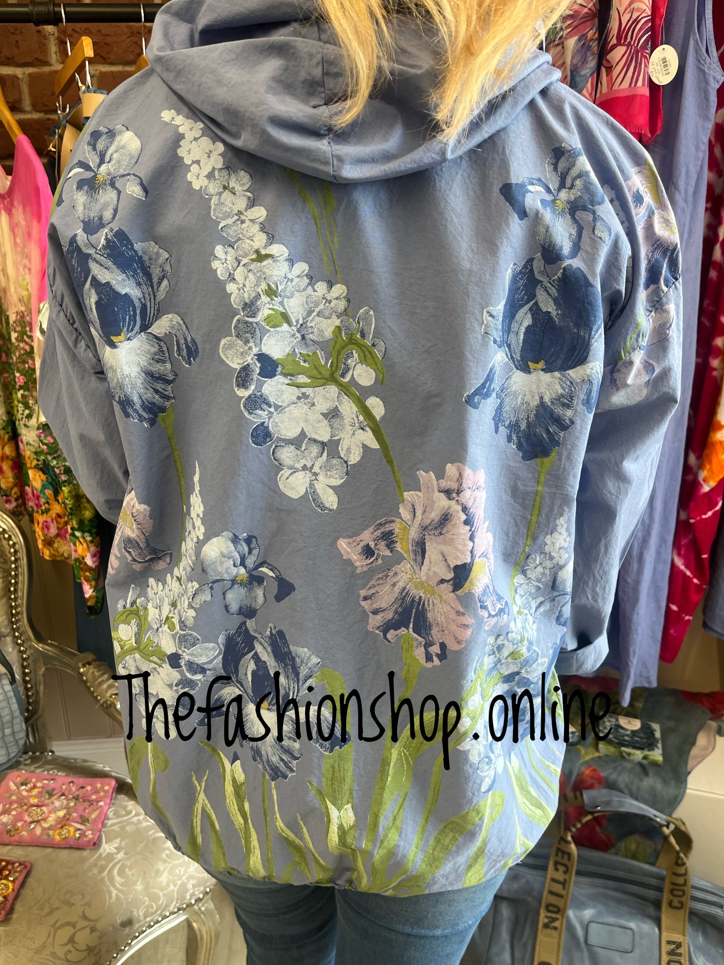 Maisie denim blue floral lightweight cotton jacket 10-16