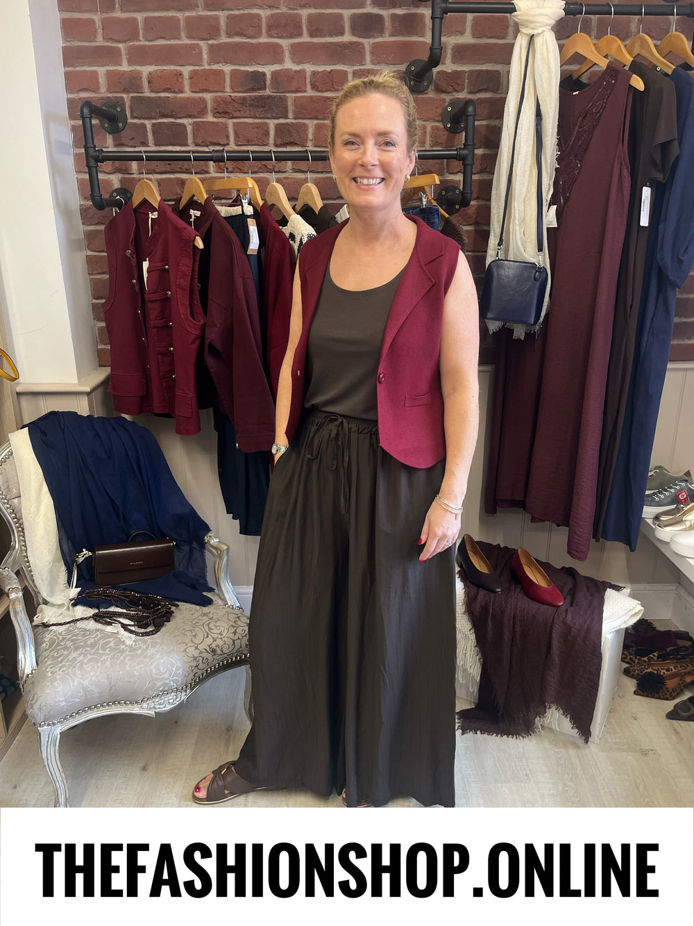 Maria wine knitted waistcoat 8-12