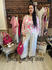 Sandy pink and white crochet layering top 10-16