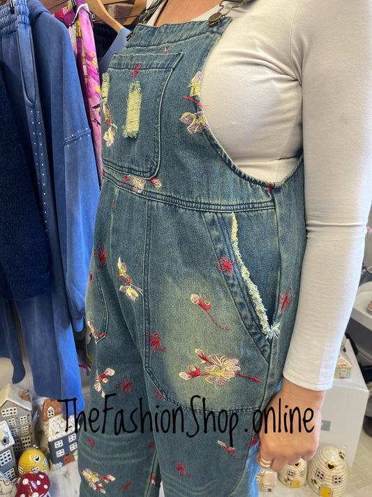 Fly Out embroidered dungarees 10-16