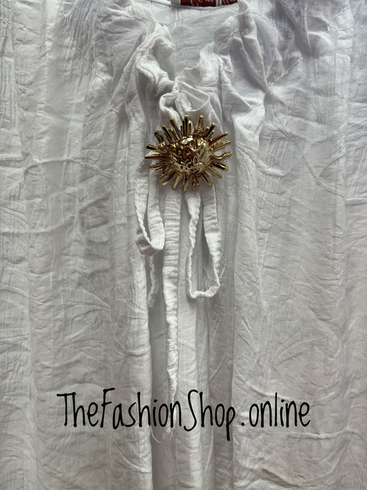 Catherine white ruched V neck top 14-20