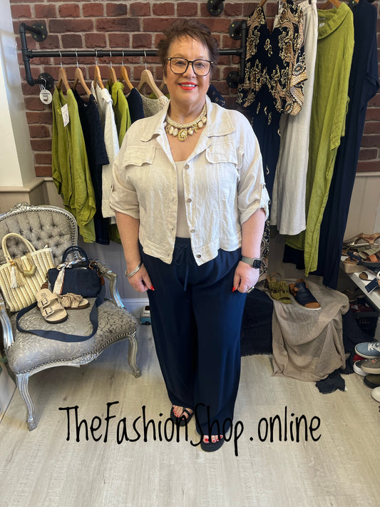 Megan navy palazzo trousers 14-22