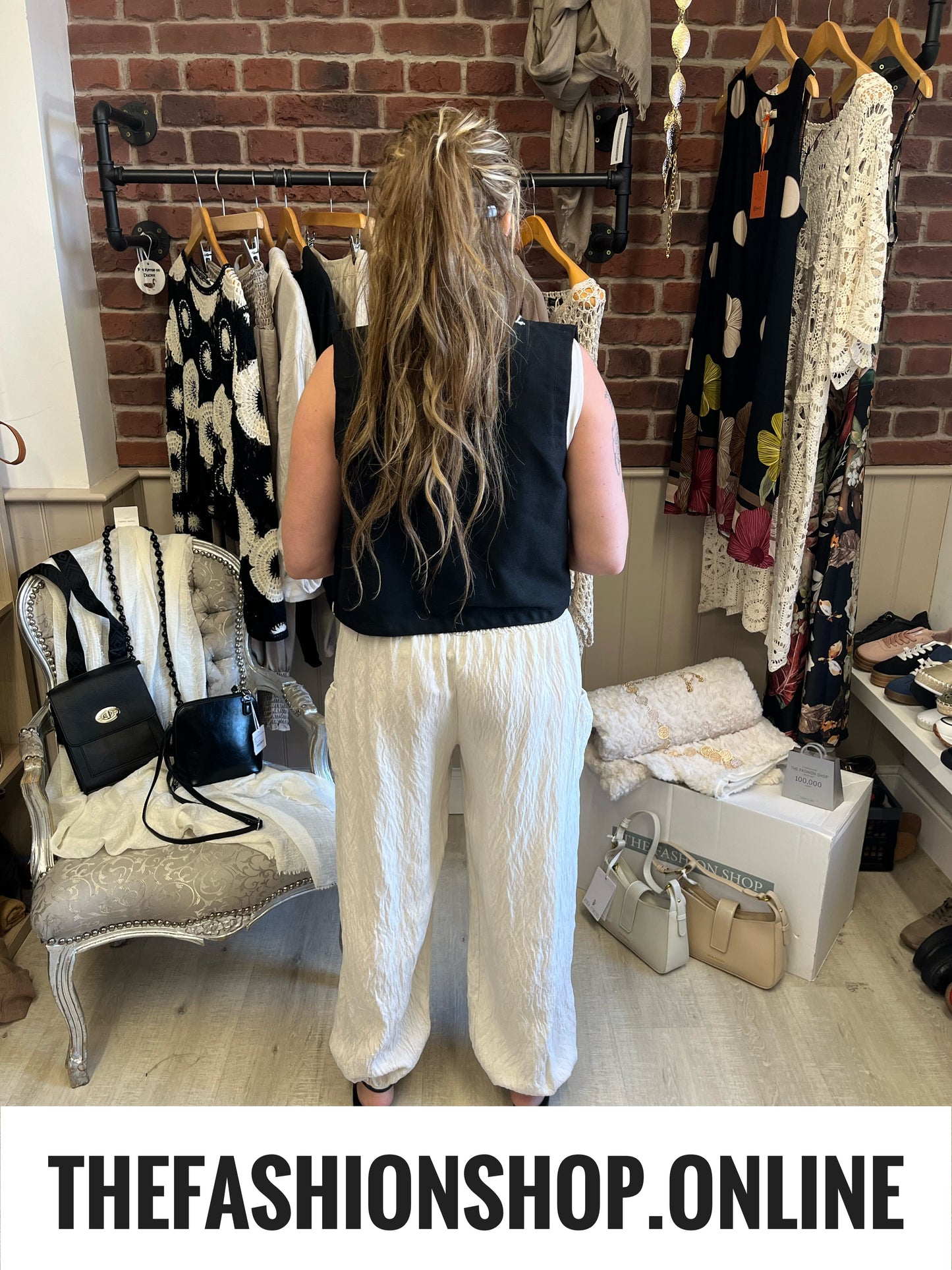 Hattie cream textured trousers 8-16