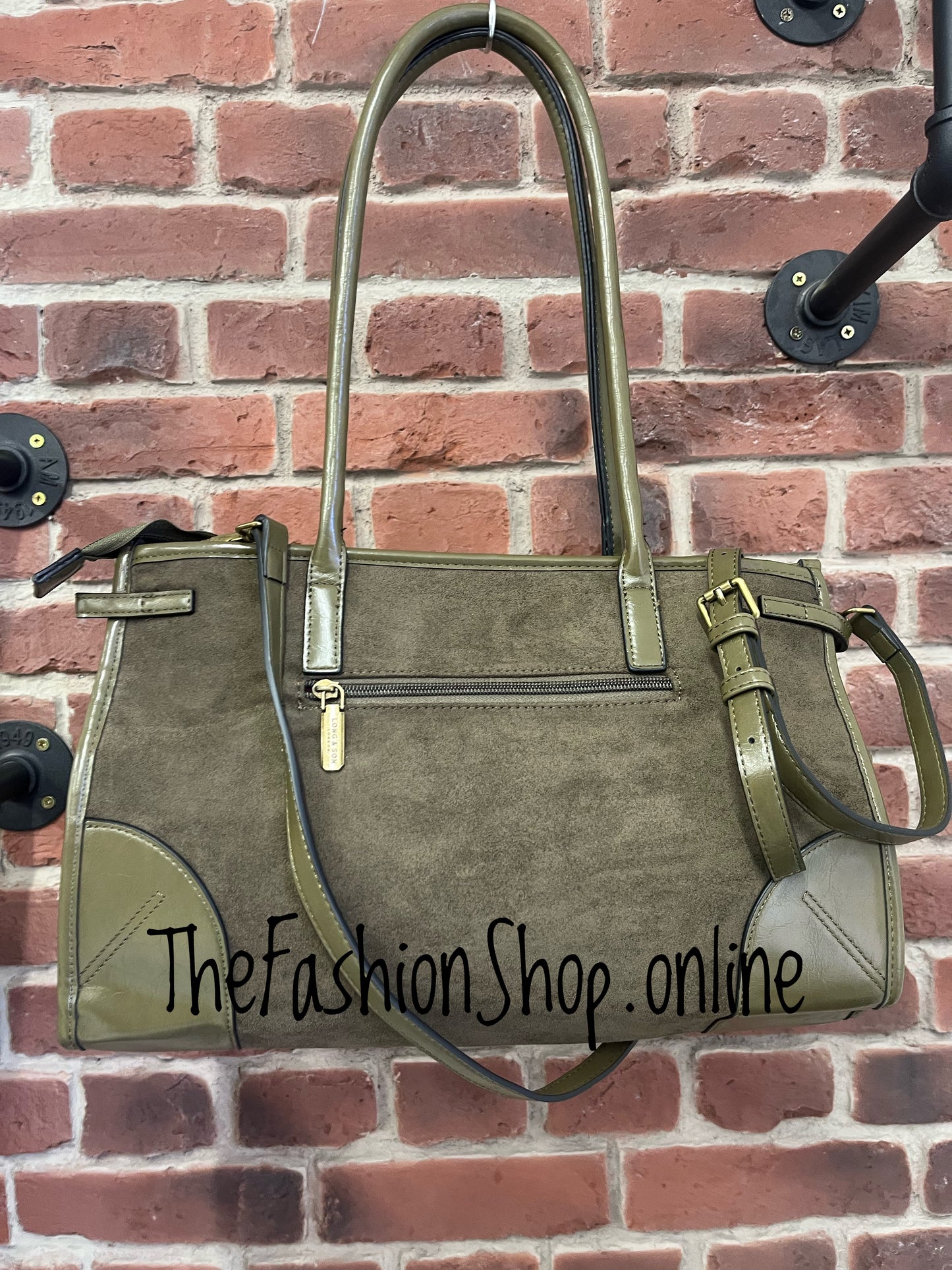Grace khaki faux suede bag