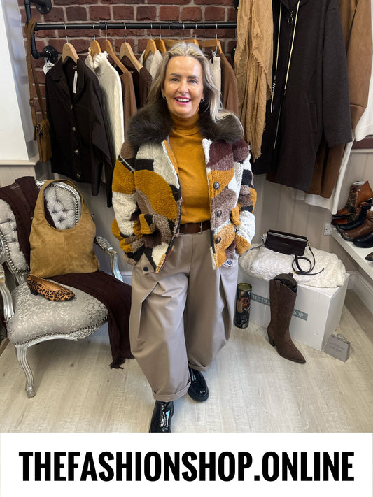Amber wool mix patchwork jacket 12-16