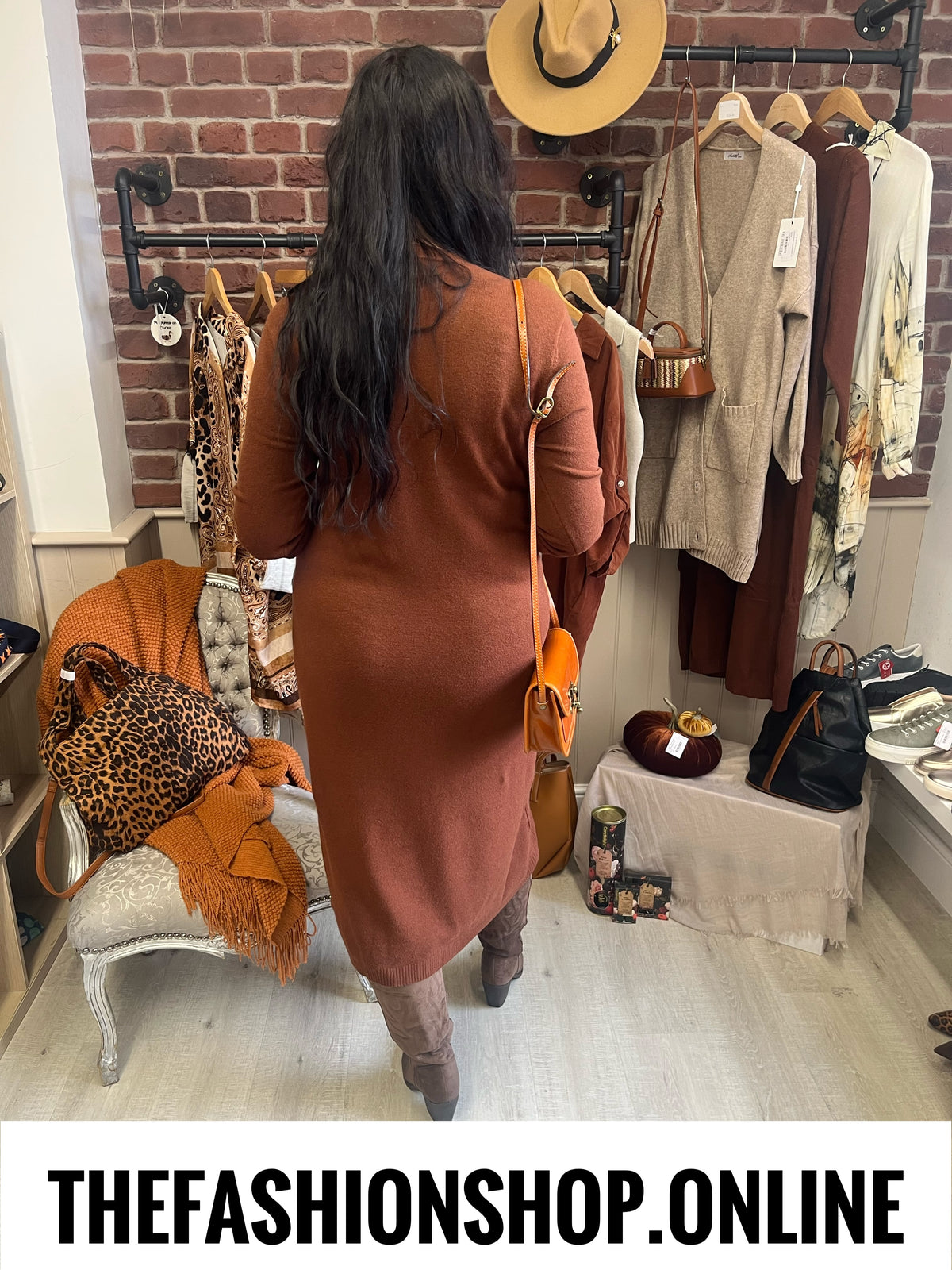 Olivia tan cashmere mix jumper dress sizes 12-14 and 16-18