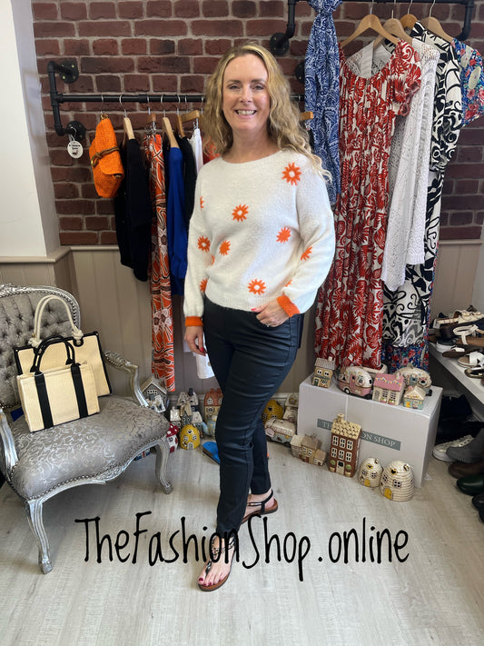 Kara orange and beige wool mix jumper 8-16