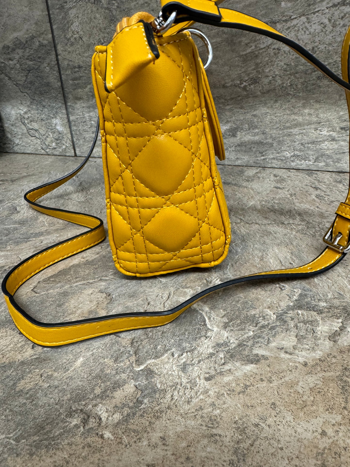 Mustard quilted oblong bag
