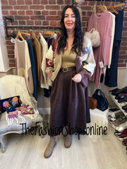 Esme wine and camel wool mix cardigan 10-16