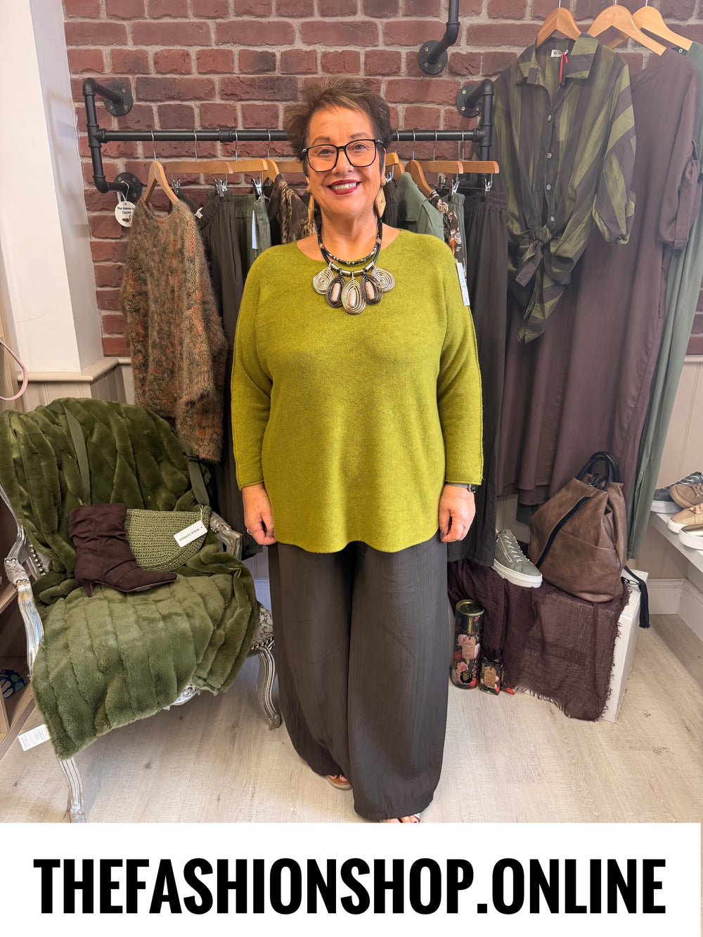 Esme moss green soft jumper 16-22