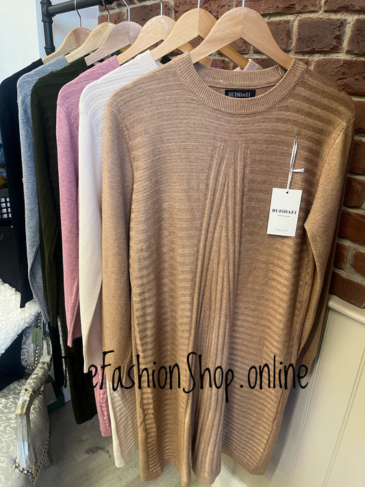 Janine camel cashmere mix jumper dress 12-16