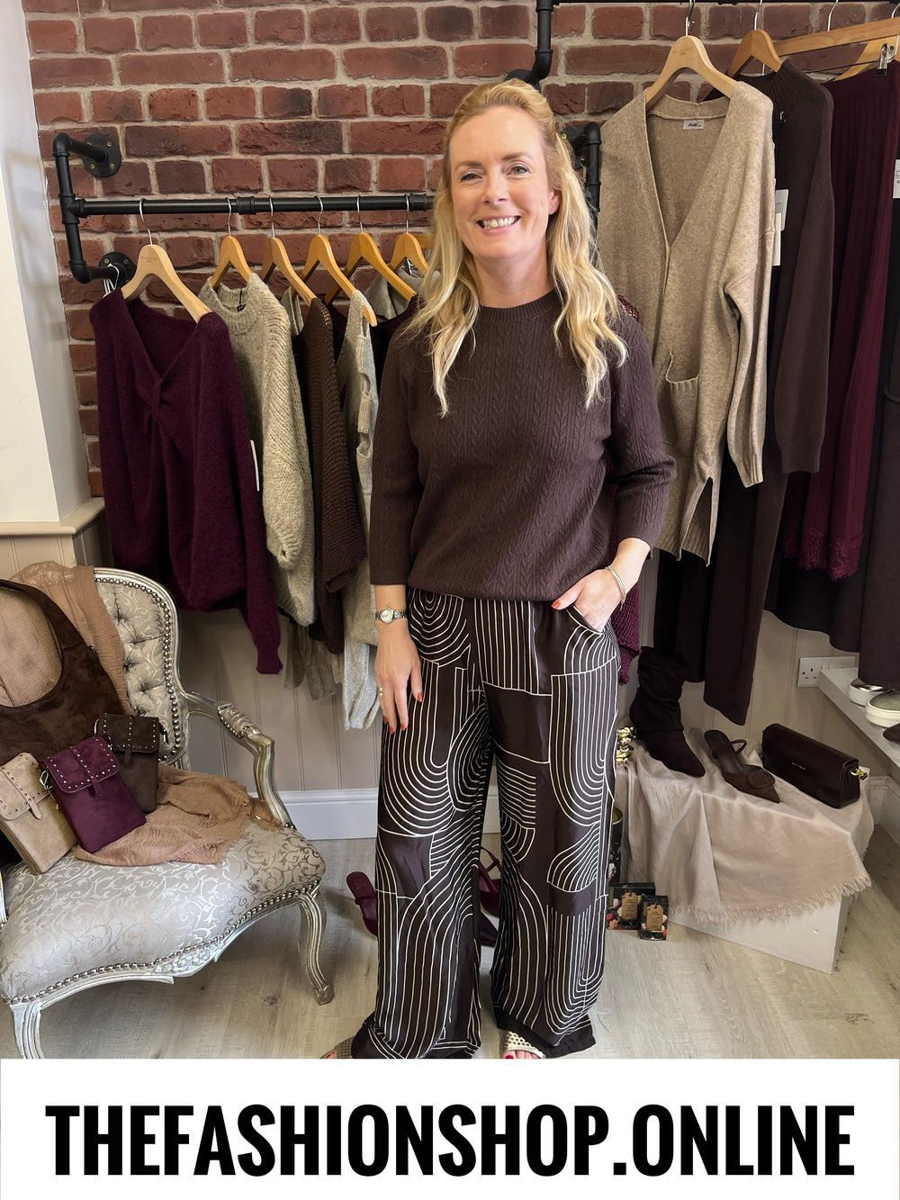 Lois brown cable knit fine jumper 10-16