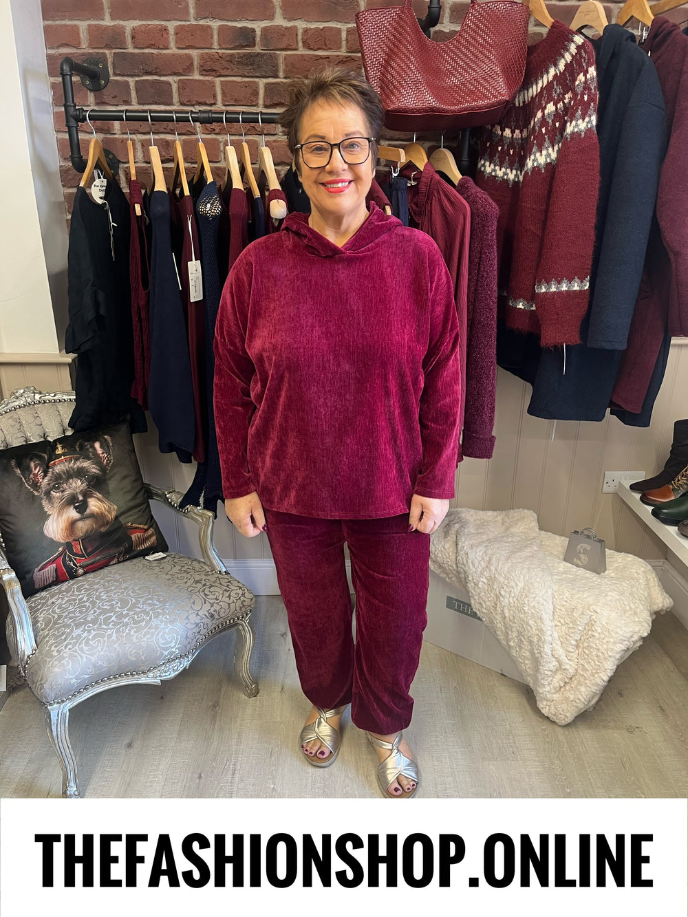 Brinley wine velour co-ord 14-18