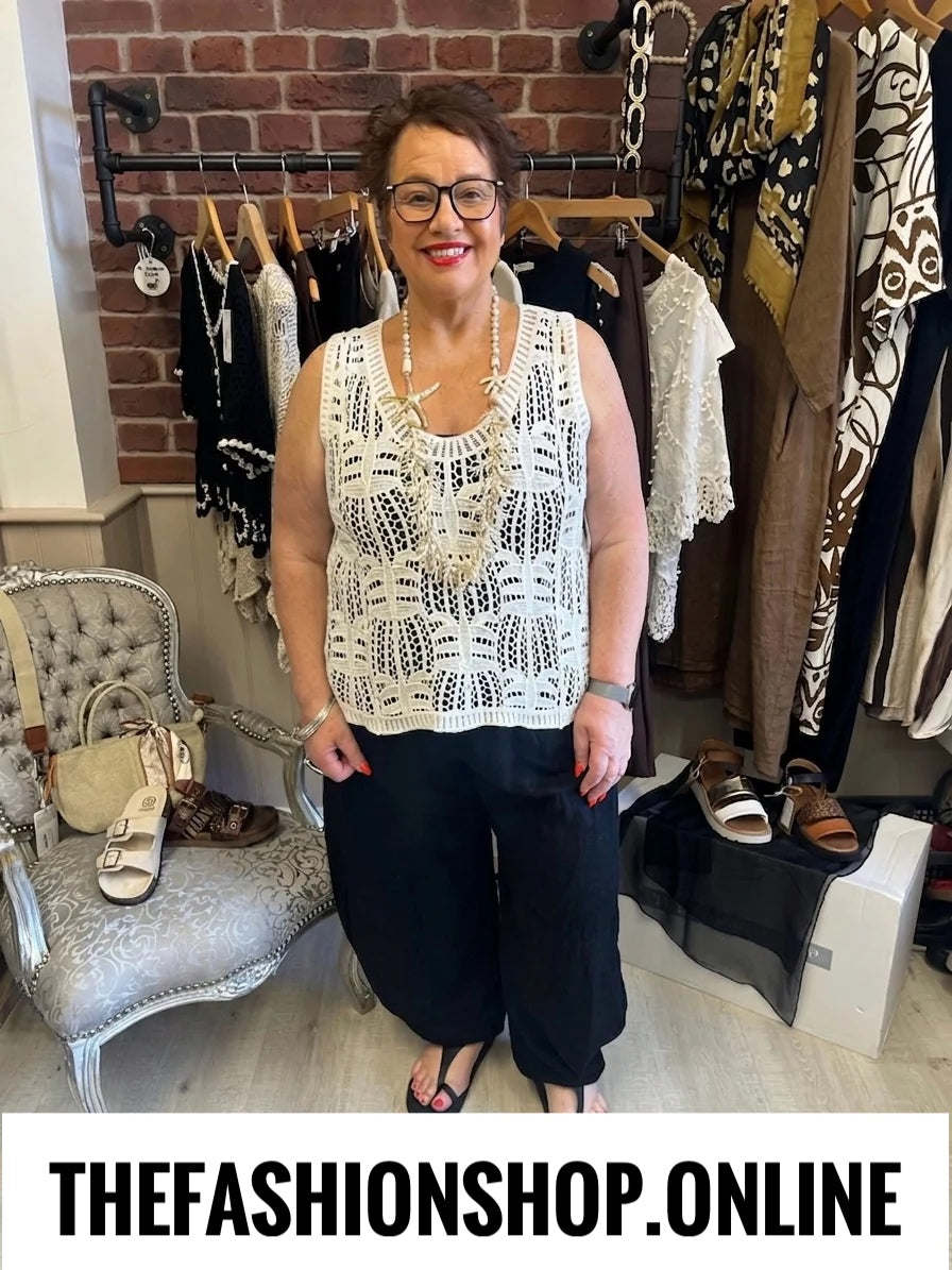 Ava cream crochet sleeveless top 10-18