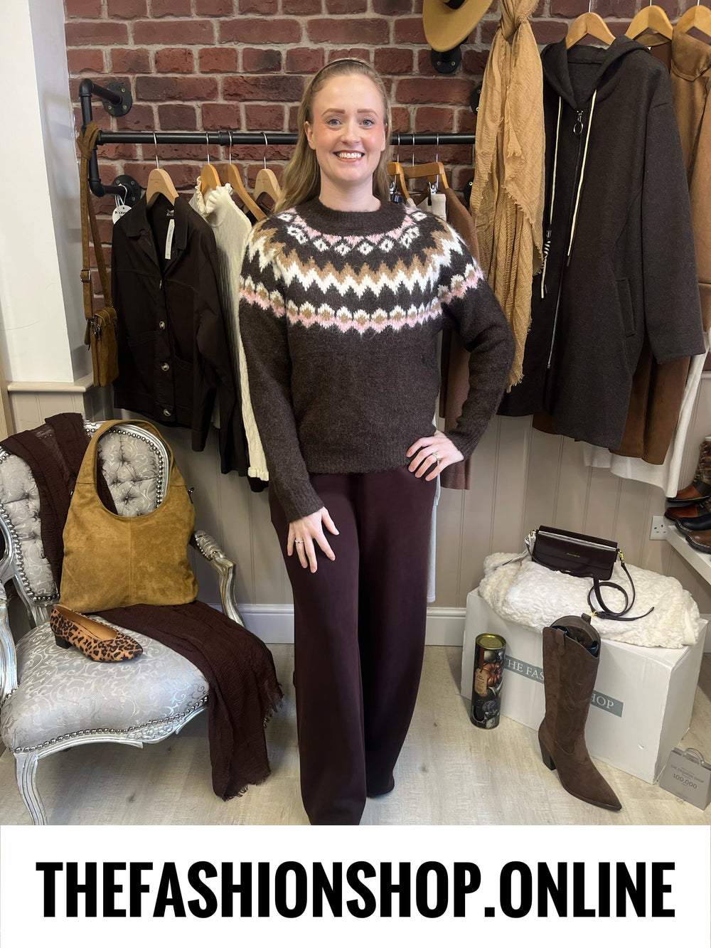 Nala brown Fair Isle wool mix jumper 10-18