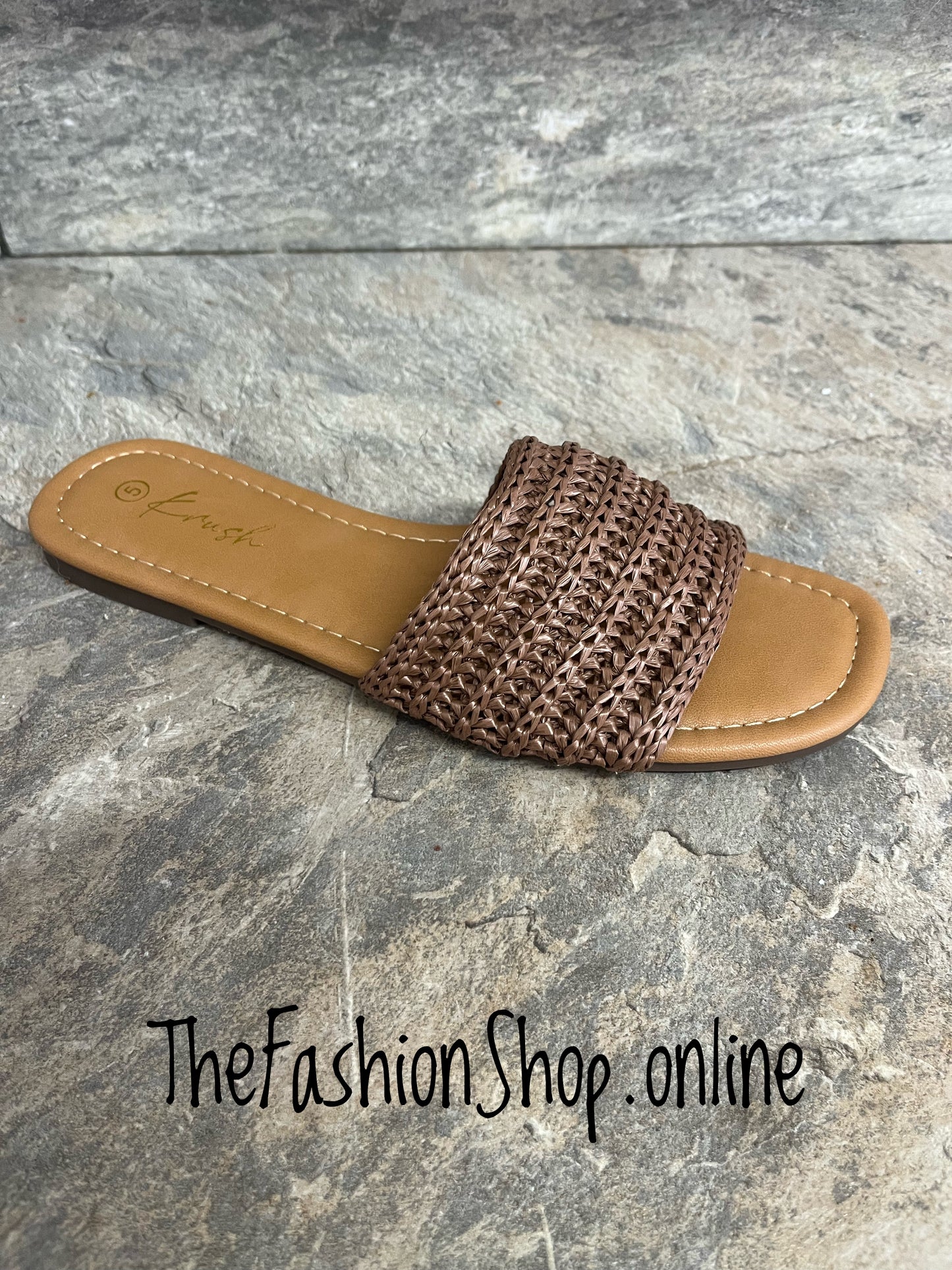 Isabella brown raffia slip on sandals sizes 3-8 (36-41)